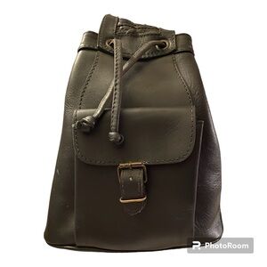 Black Leather Bucket Bag